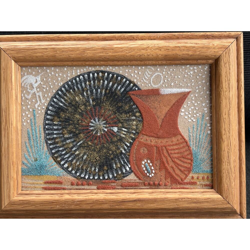 Native American Navajo Sandpainting Art Box Storage Jewelry Trinket New 8"x6"